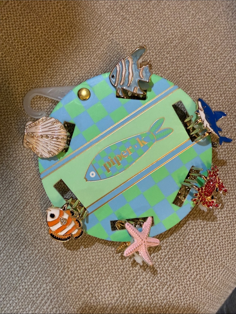 3 for $30/Piper-K Ocean Enamel Hair Clips - shell, fish, dolphin, crab, starfish